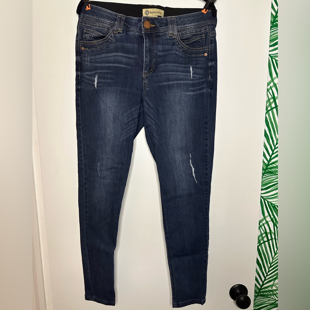 Democracy "Ab"solution® High Rise Distressed Blue Denim Skinny Jeans - Picture 5 of 8